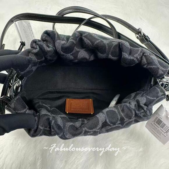 Coach Faye Shoulder Bag Crossbody In Signature Denim/Silver/Black CDB93 NWT